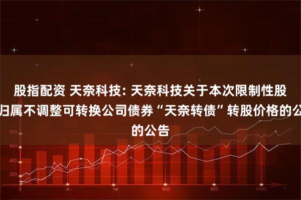 股指配资 天奈科技: 天奈科技关于本次限制性股票归属不调整可转换公司债券“天奈转债”转股价格的公告